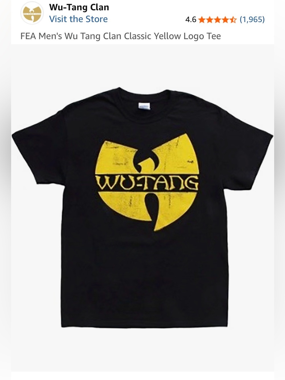 Wu-Tang Classic Yellow Tee - Size M